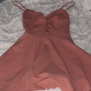 Windsor Coral Mini Dress with Spaghetti Straps